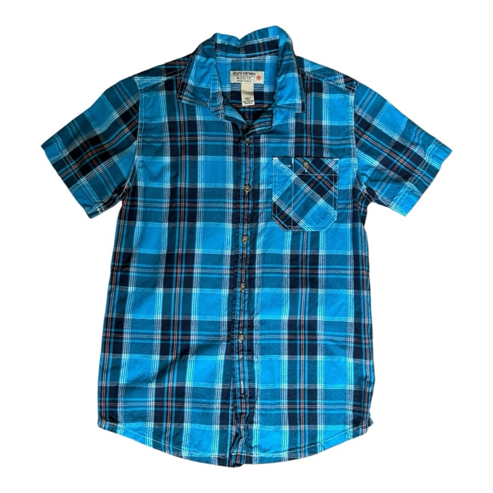 Kids Ruff Hewn Vibrant Blue Plaid Size Medium